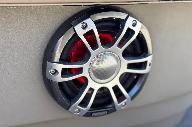 Slide: The Image of Close-up of a speaker on a 2023 Sun Tracker Bass Buggy 16 XL boat. - 21