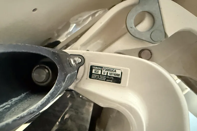 Slide: The Image of Yamaha F300UCA engine detail on 2021 Cobia 350 CC boat. - 3