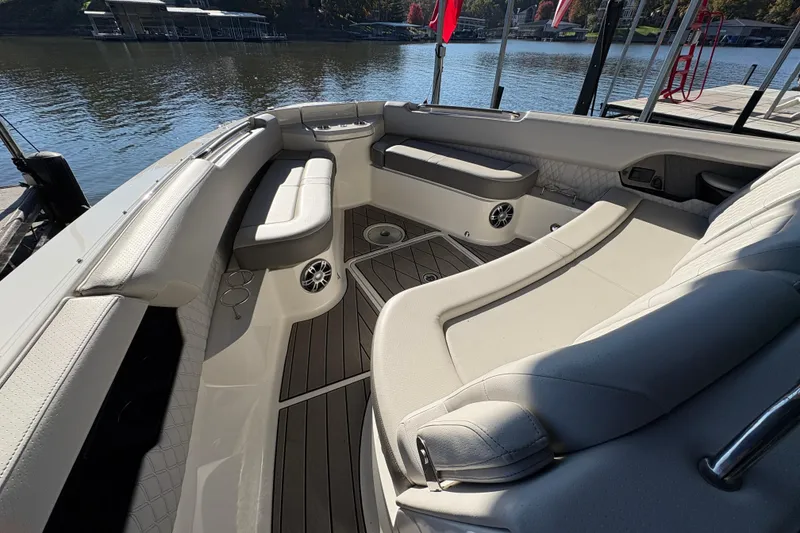 Slide: The Image of 2023 Sea Ray SLX 400 yacht deck with sleek design and modern finish. - 50