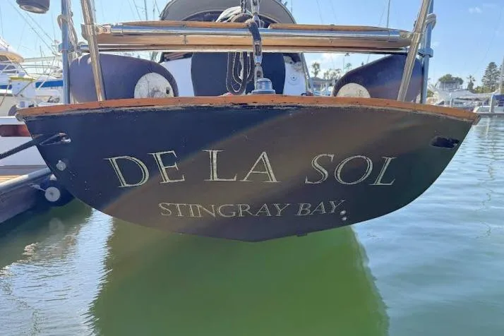 Slide: The Image of 1965 Pearson Alberg 35 sailboat "De La Sol" docked at Stingray Bay. - 29