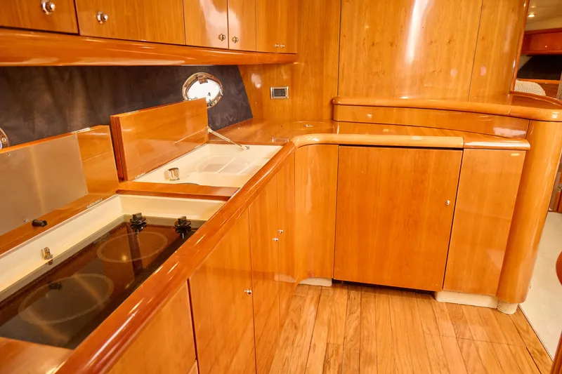 Slide: The Image of Luxurious wooden kitchen interior of 2000 Sunseeker Camargue 50 yacht. - 15
