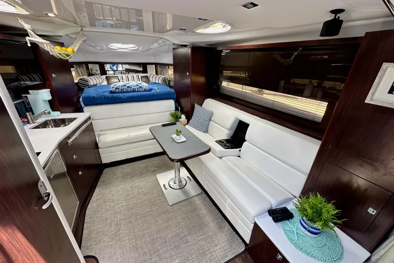 Slide: The Image of Luxurious interior of 2020 Monterey 355 Sport Yacht with modern furnishings and elegant design. - 37