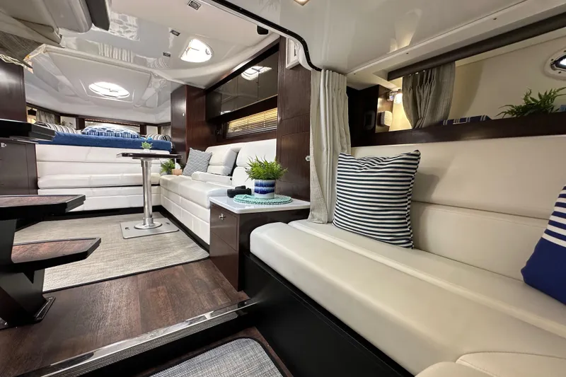 Slide: The Image of Luxurious interior of 2020 Monterey 355 Sport Yacht with elegant seating and modern decor. - 57