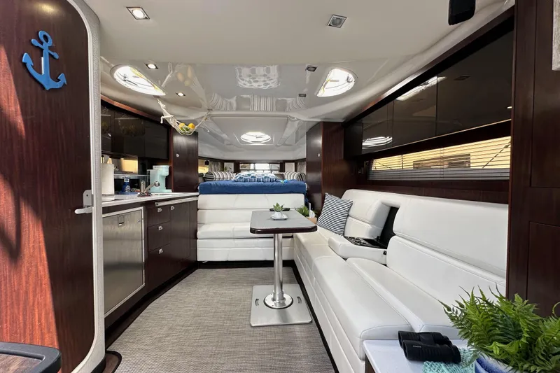 Slide: The Image of Luxurious interior of 2020 Monterey 355 Sport Yacht with modern furnishings and decor. - 58