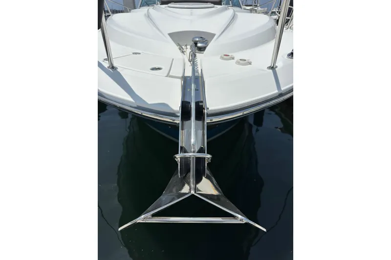 Slide: The Image of 2020 Monterey 355 Sport Yacht bow with stainless steel anchor in marina. - 8