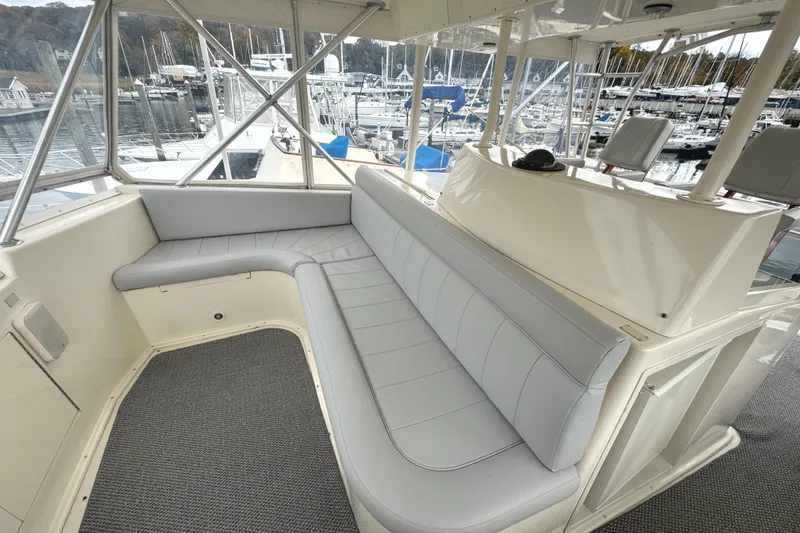 Slide: The Image of Interior view of 1991 Viking 53 Convertible yacht cockpit with navigation instruments. - 20