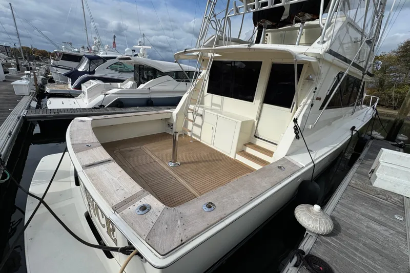 Slide: The Image of 1991 Viking 53 Convertible boat named "Temperance" docked in Huntington, NY. - 6