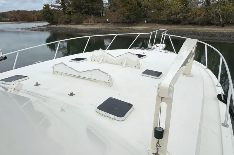 Slide: The Image of Engine room of 1991 Viking 53 Convertible boat with wiring and equipment. - 80