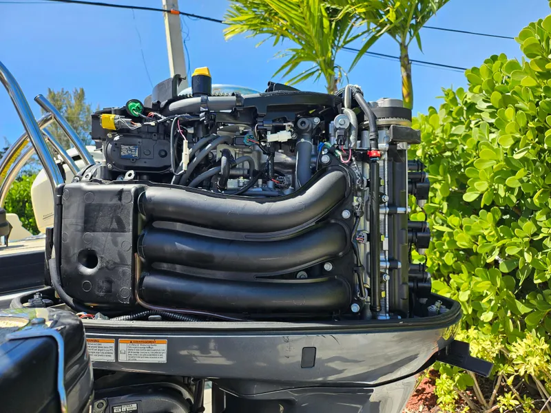 Slide: The Image of 2020 Godfrey Sanpan 2400 SBC engine, detailed view with lush greenery background. - 13