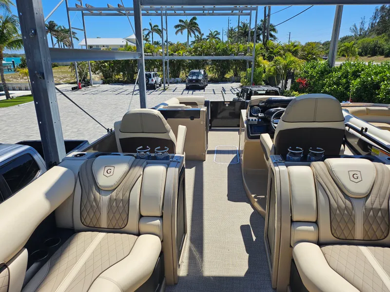 Slide: The Image of Luxurious 2020 Godfrey Sanpan 2400 SBC pontoon boat with plush seating and modern design. - 25