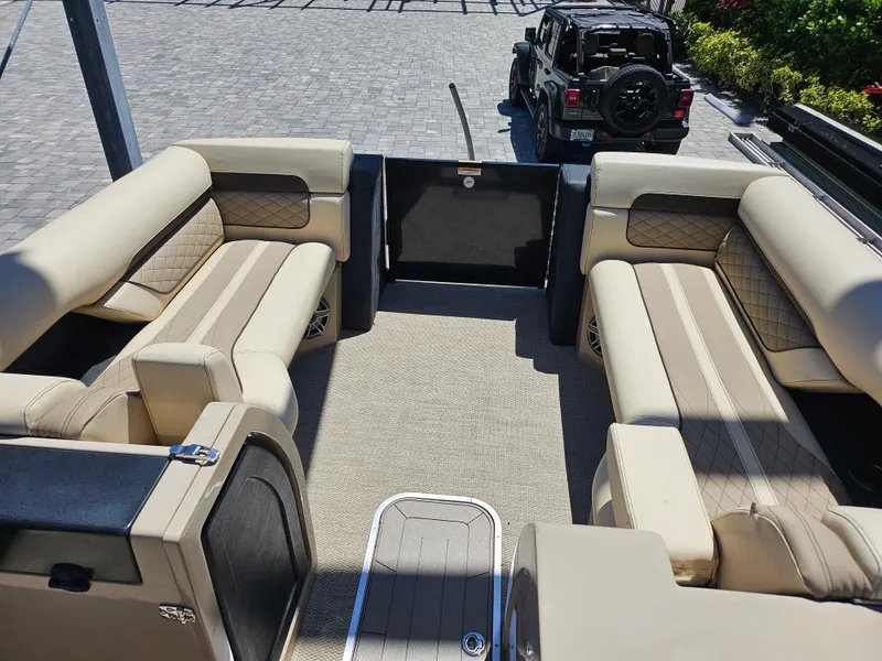 Slide: The Image of 2020 Godfrey Sanpan 2400 SBC pontoon boat with spacious seating and luxurious interior. - 5
