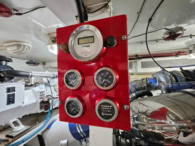 Slide: The Image of Control panel in the engine room of a 1991 Donzi 65 Sportfisherman boat. - 22