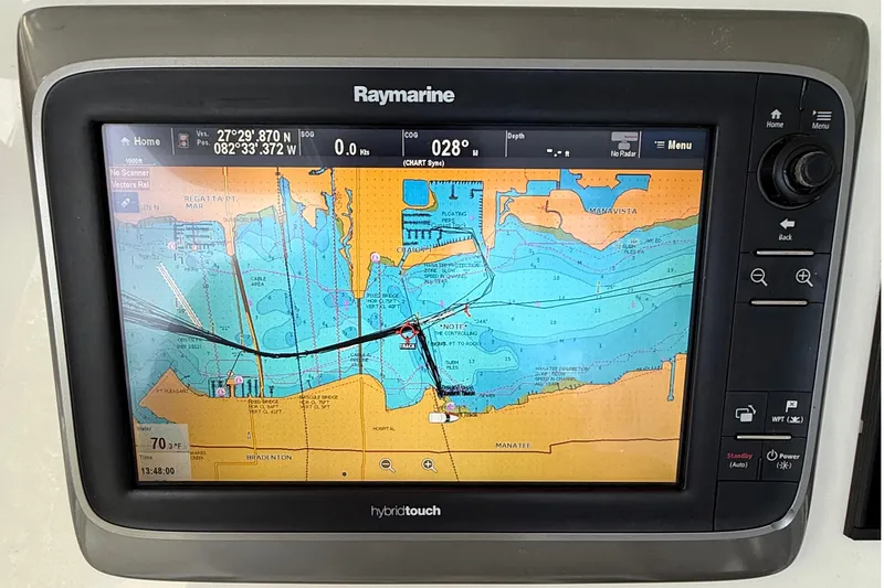 Slide: The Image of Raymarine navigation display on 2008 Century 2901 Center Console boat, showing nautical chart. - 43