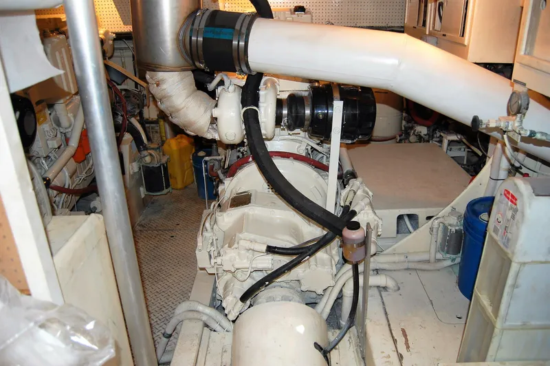 Slide: The Image of Engine room of 1982 Miller Marine North Sea Trawler Ed Monk, showcasing mechanical components. - 29