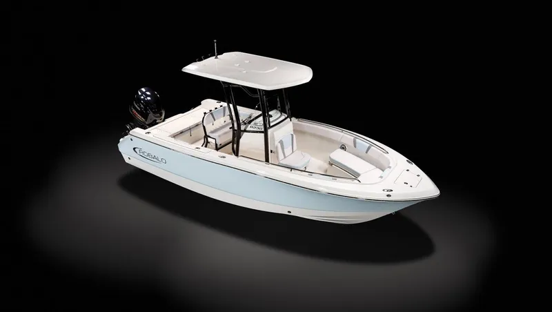 Slide: The Image of 2022 Robalo R230 Center Console boat on trailer, parked outdoors. - 4