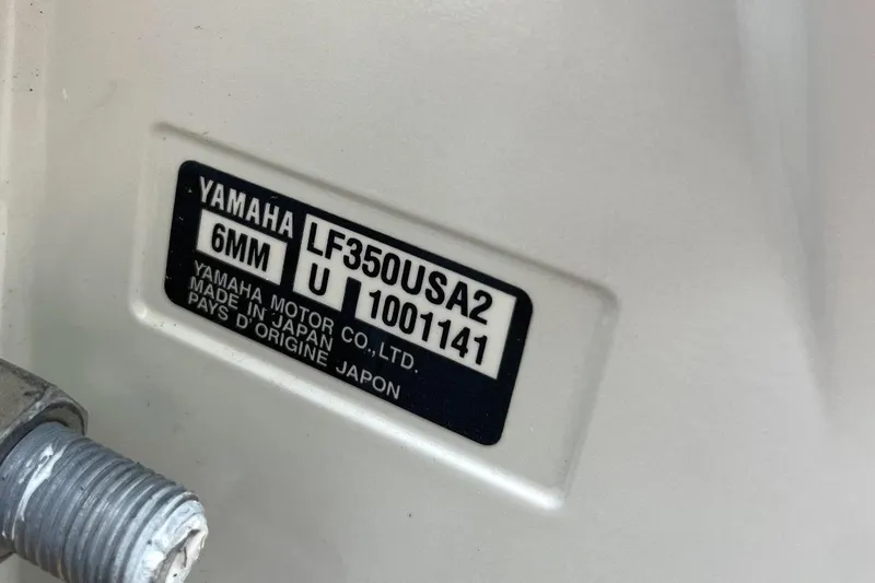 Slide: The Image of Label on Yamaha motor, model LF350USA2, made in Japan, 2023 Jupiter 32. - 28