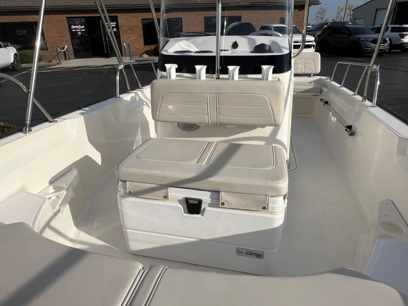 Slide: The Image of 2019 Boston Whaler 170 Montauk boat at sales and service dealership. - 10