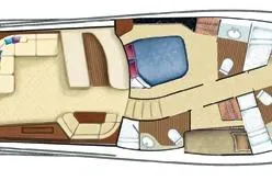 Slide: The Image of Floor plan of 2026 Buddy Davis 58 Sportfisherman yacht, showcasing interior layout and design. - 10
