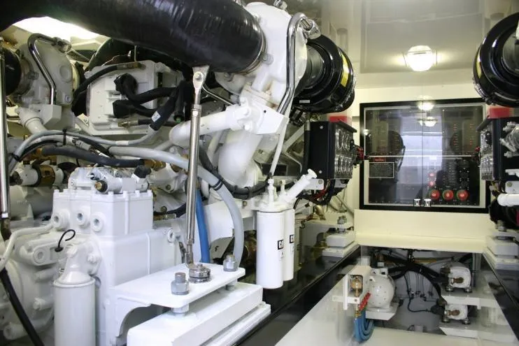 Slide: The Image of Engine room of 2026 Buddy Davis 58 Sportfisherman, showcasing advanced machinery and control systems. - 9