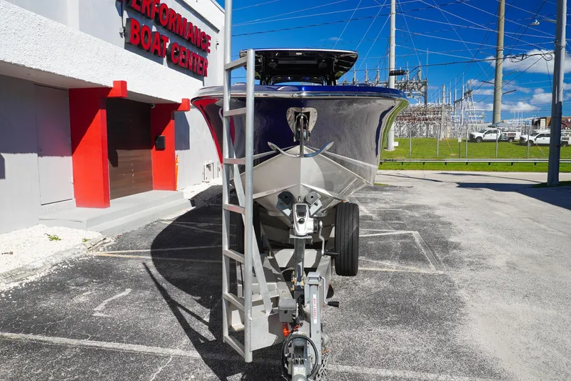 Slide: The Image of 2020 Nor-Tech 390 Center Console boat on trailer at Performance Boat Center. - 5