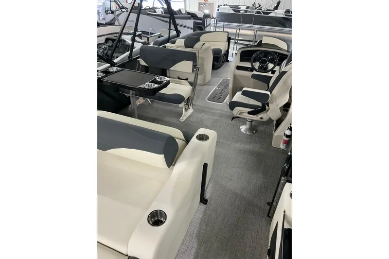 Slide: The Image of 2026 Avalon LSZ Entertainer boat interior with luxurious seating and modern amenities. - 4