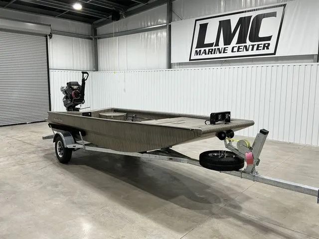 Slide: The Image of 2026 Gator Tail 1754 Extreme Rear Dual Pods boat on trailer at LMC Marine Center. - 10