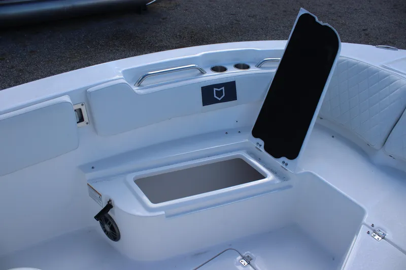 Slide: The Image of 2026 Sea Fox 248 Commander boat interior with open storage compartment. - 11