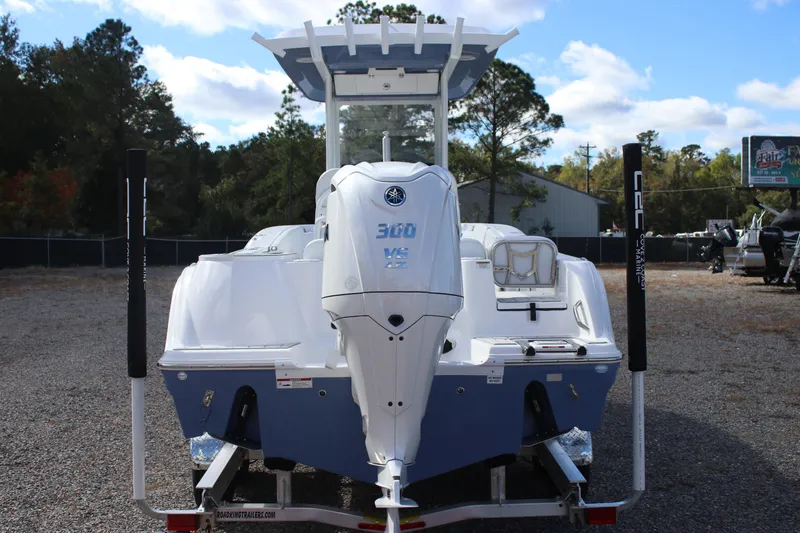 Slide: The Image of 2026 Sea Fox 248 Commander boat with Yamaha 300 HP engine, rear view. - 4