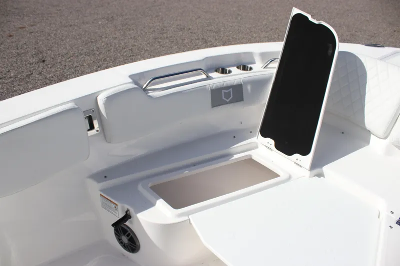 Slide: The Image of 2026 Sea Fox 248 Commander boat interior with open storage compartment. - 11