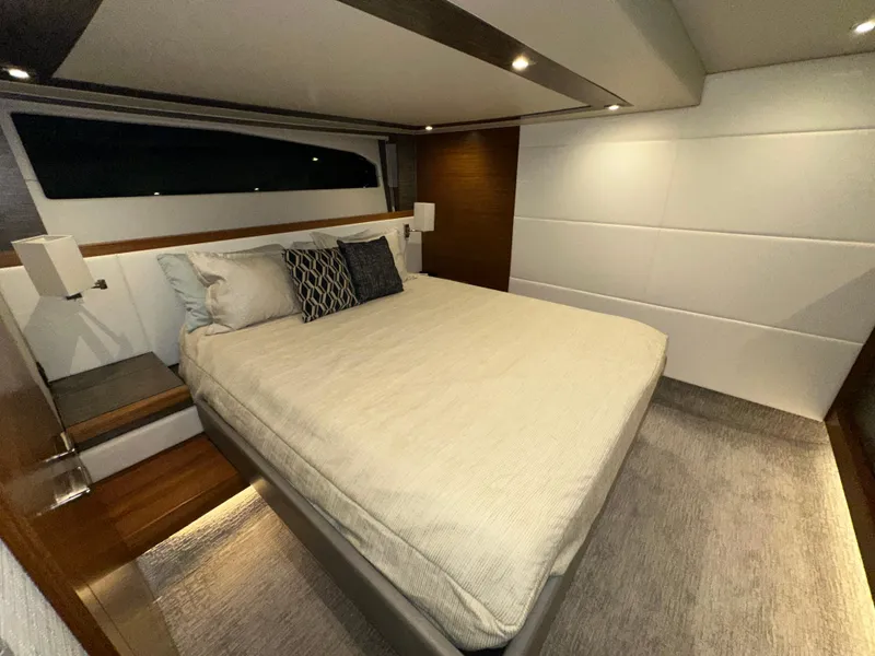 Slide: The Image of Luxurious bedroom interior of 2020 Tiara Yachts F53 Flybridge with modern design. - 24