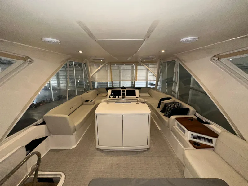 Slide: The Image of Luxurious interior of 2020 Tiara Yachts F53 Flybridge with elegant seating and modern design. - 46