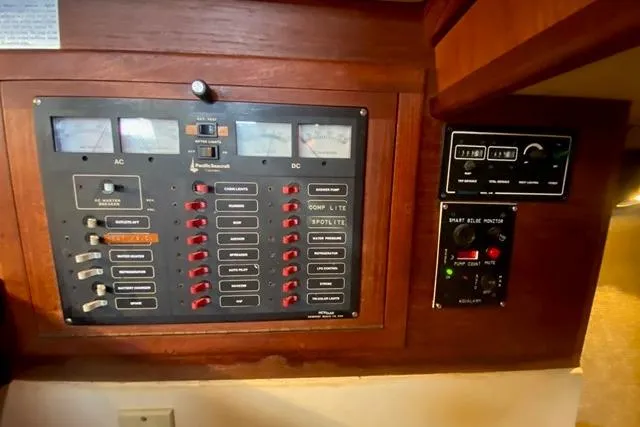 Slide: The Image of Electrical control panel on a 1989 Pacific Seacraft Crealock sailboat. - 22