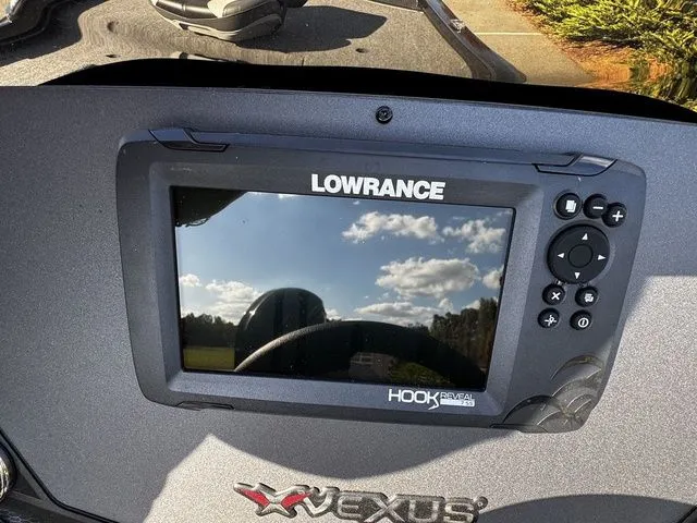 Slide: The Image of Lowrance Hook Reveal fish finder on 2023 Vexus AVX181 boat dashboard. - 8