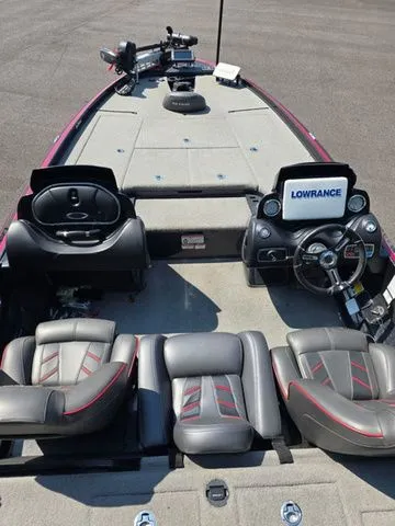 Slide: The Image of 2018 Nitro Z21 boat interior with Lowrance electronics and sleek seating. - 4