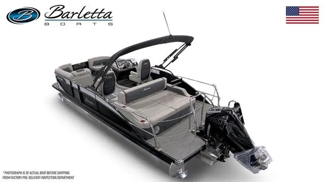 Slide: The Image of 2026 Barletta Cabrio 22UC pontoon boat, sleek design, spacious seating, modern features. - 3