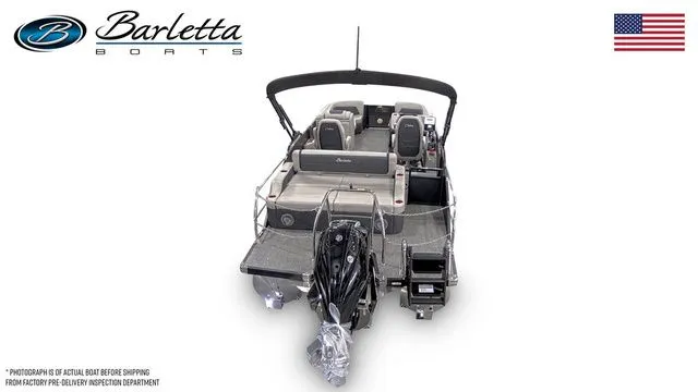 Slide: The Image of 2026 Barletta Boats Cabrio 22UC pontoon with sleek design and modern features. - 6