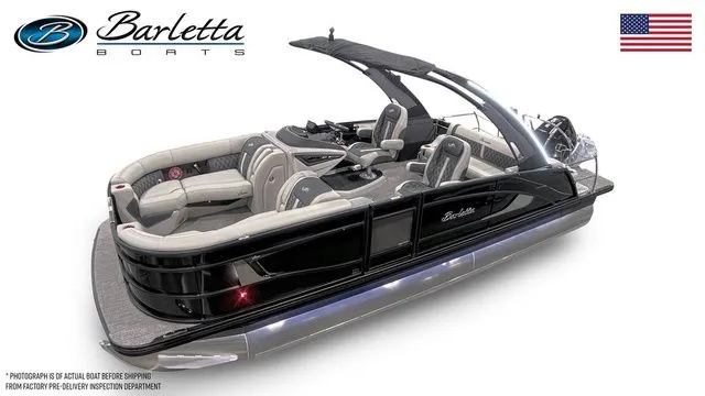 The Image of 2026 Barletta Lusso 23UCA luxury pontoon boat with sleek design and premium seating. - 1