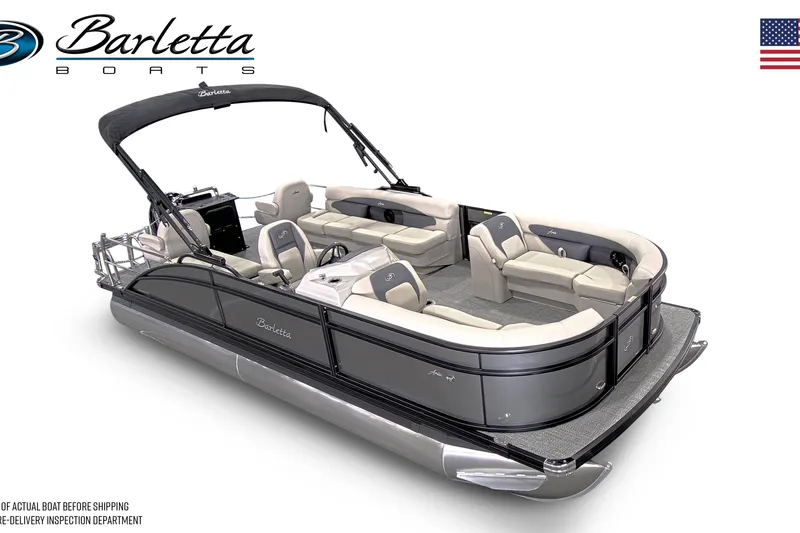 Slide: The Image of 2024 Barletta Aria A22CC pontoon boat with spacious seating and modern design. - 2