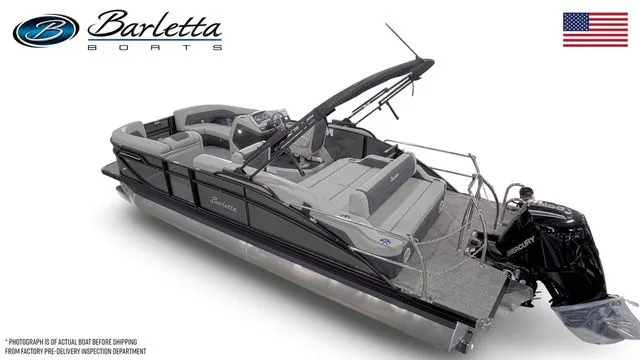 Slide: The Image of 2026 Barletta Boats Cabrio 22U pontoon with sleek design and modern features. - 3