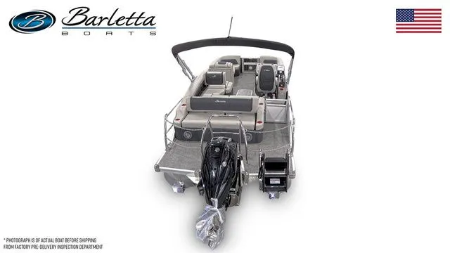 Slide: The Image of 2026 Barletta Boats Cabrio 22U pontoon with sleek design and modern features. - 5
