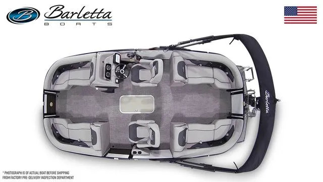 Slide: The Image of 2026 Barletta Aria 22QC pontoon boat, top view, spacious seating, elegant design. - 7