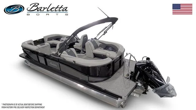 Slide: The Image of 2026 Barletta Cabrio 22QC pontoon boat with sleek design and modern features. - 3