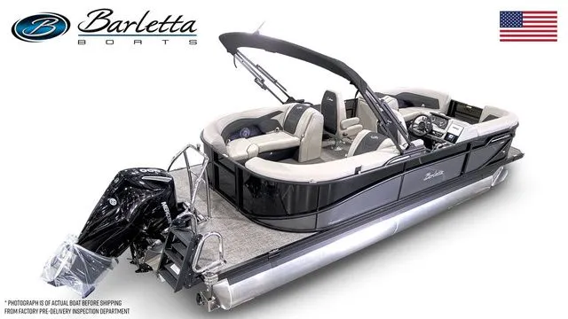 Slide: The Image of 2026 Barletta Boats Cabrio 22QC pontoon with sleek design and modern features. - 4