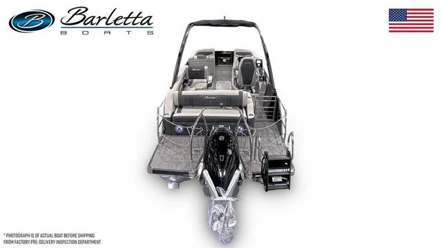 Slide: The Image of 2026 Barletta Corsa 23UA boat, rear view, showcasing sleek design and modern features. - 4