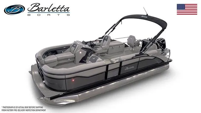 Slide: The Image of 2026 Barletta Aria 22CC pontoon boat with sleek design and modern features. - 2