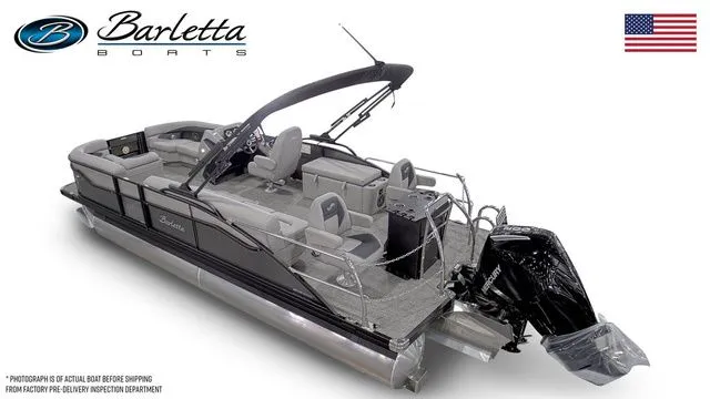 Slide: The Image of 2026 Barletta Aria 22CC pontoon boat with sleek design and modern features. - 3