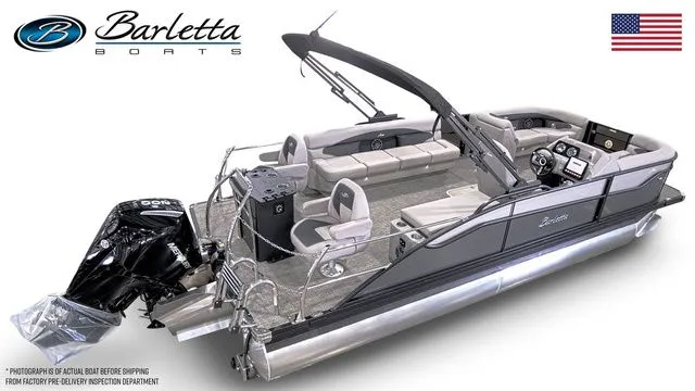 Slide: The Image of 2026 Barletta Aria 22CC pontoon boat with sleek design and modern features. - 4