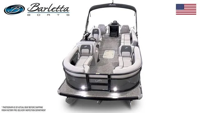 Slide: The Image of 2026 Barletta Aria 22CC pontoon boat with spacious seating and sleek design. - 5