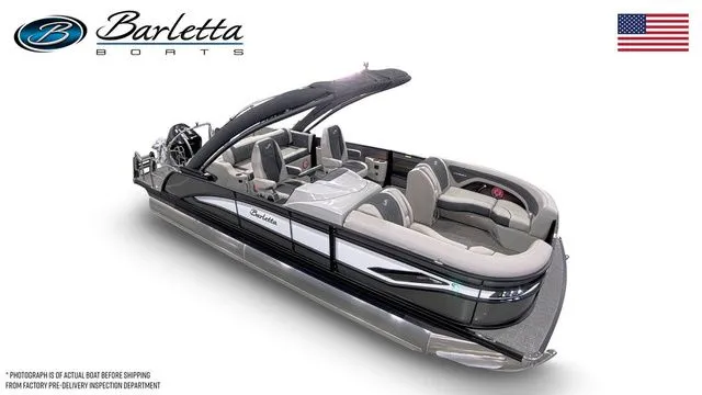 The Image of 2026 Barletta Corsa 23UCA luxury pontoon boat with sleek design and spacious seating. - 1