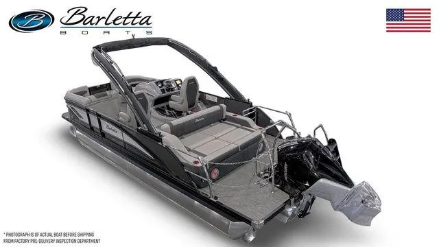 Slide: The Image of 2026 Barletta Corsa 23UCA pontoon boat with sleek design and modern features. - 3